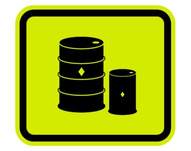 Black and yellow illustration of chemical drums to illustrate What are the Requirements for Chemical Labels Precision Label Products Can Help!