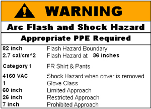 Arc Flash and Shock Hazard Safety Label 